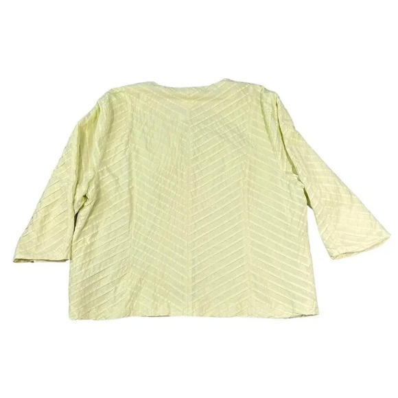 Chicos Blazer Size 4 (XL) Chevron Stripe Jacket 3/4 Sleeves Cotton Light Green - Picture 6 of 6